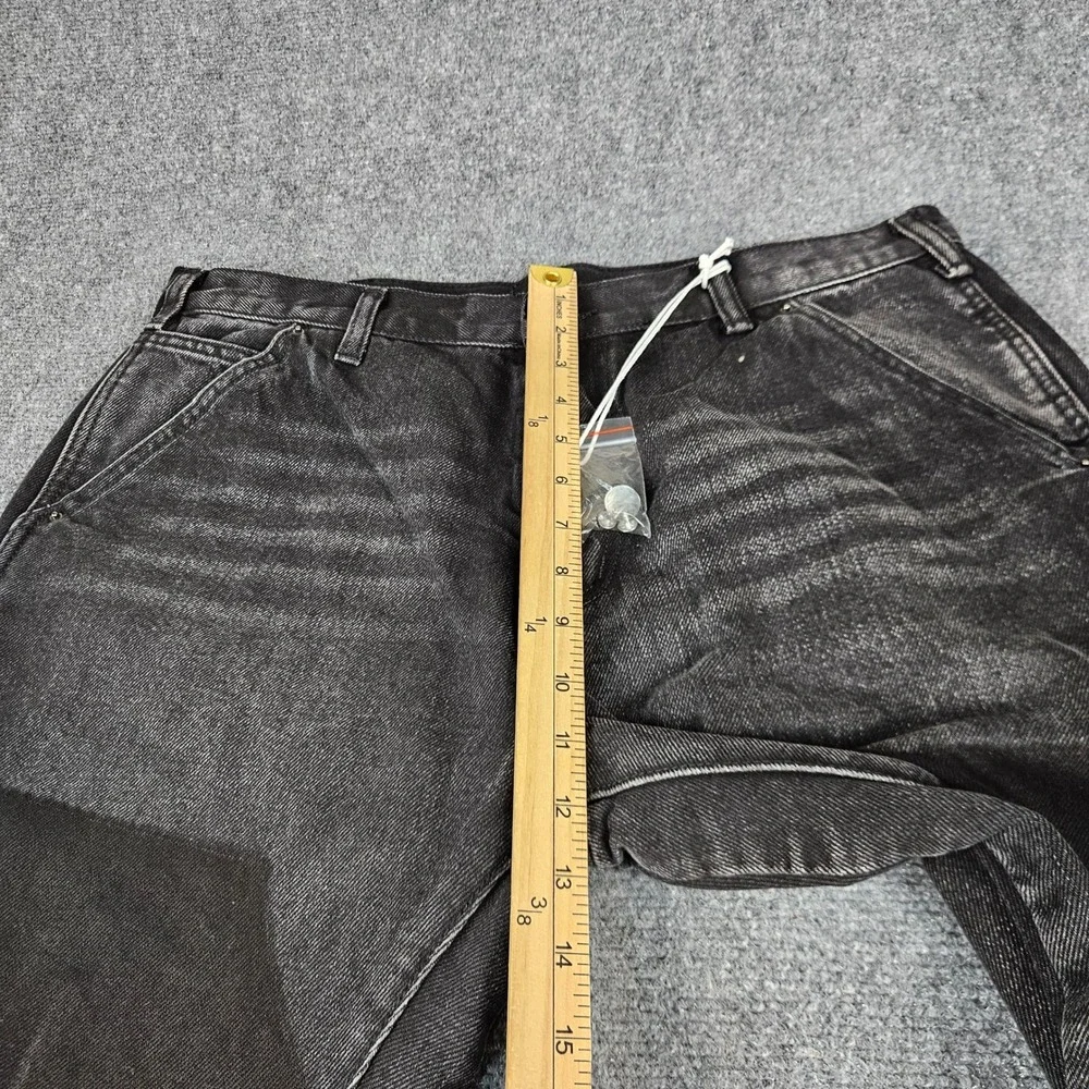 MNML B241 Flared Denim Black Carpenter Jeans Distressed Panelled Mens 34